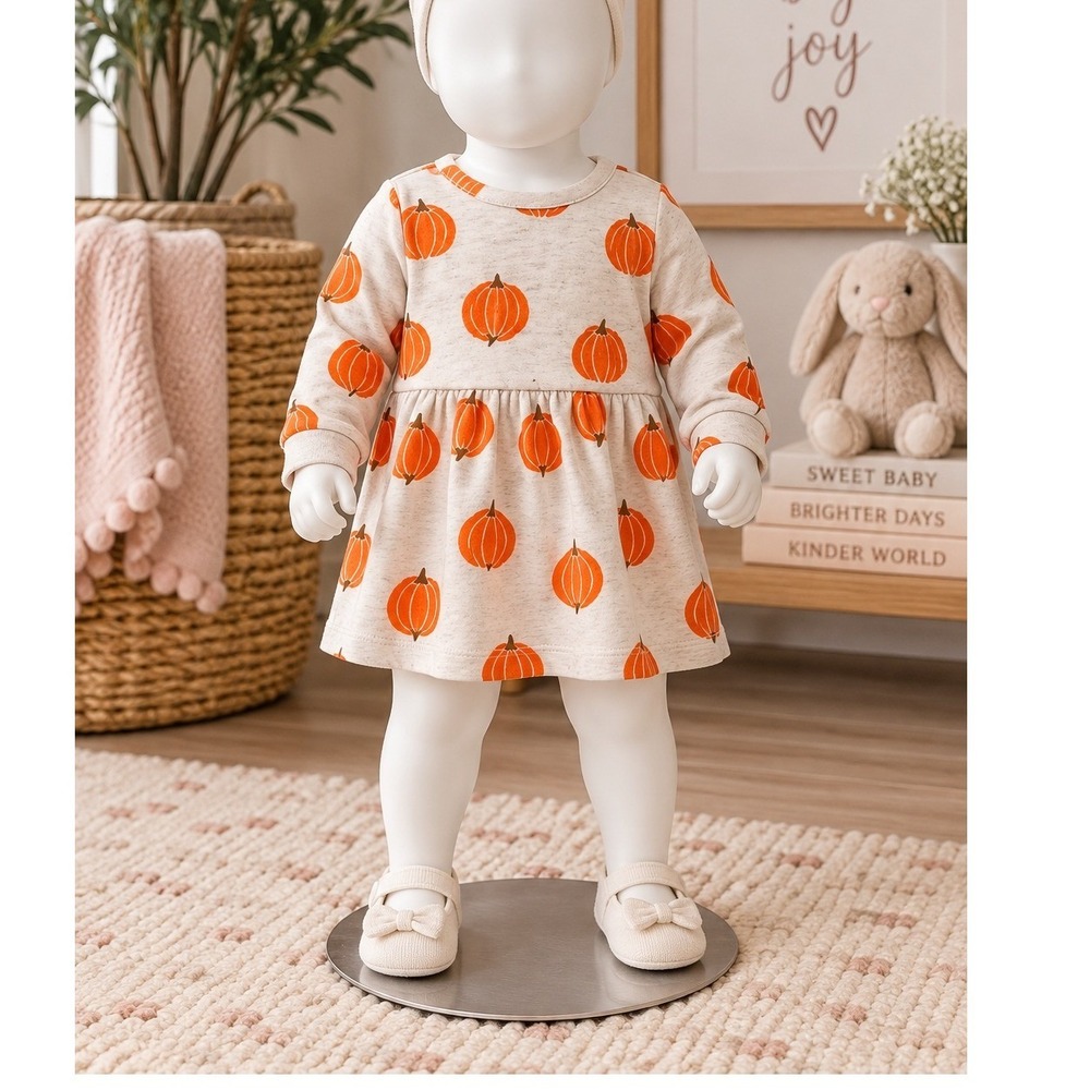 Carters Child of Mine Baby Girls Pumpkin Dress Diaper Cover Set 3-6M NWT